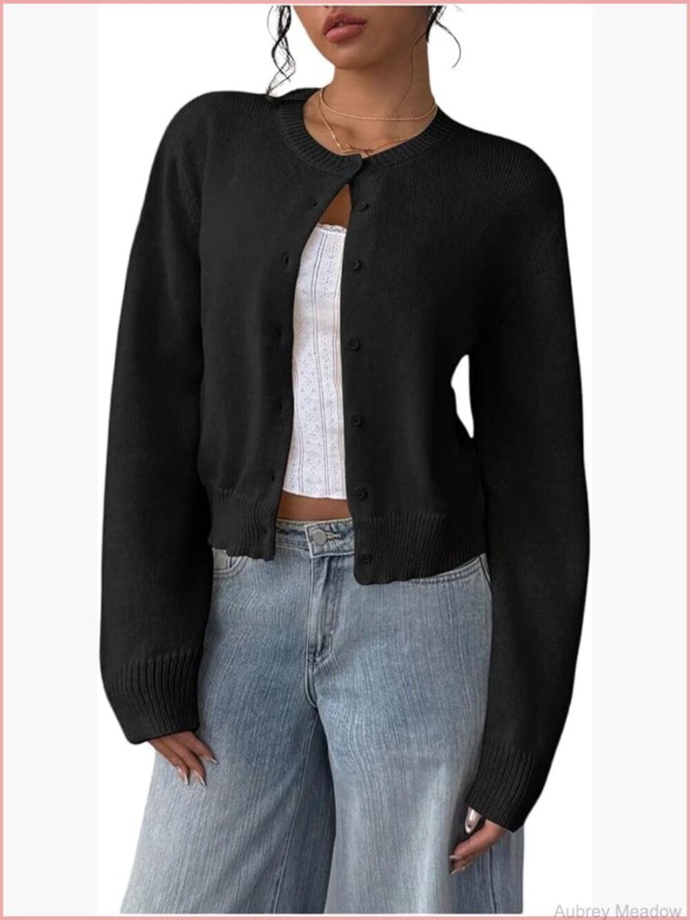 Women's Button Down Cropped Lightweight Cardigan Sweater